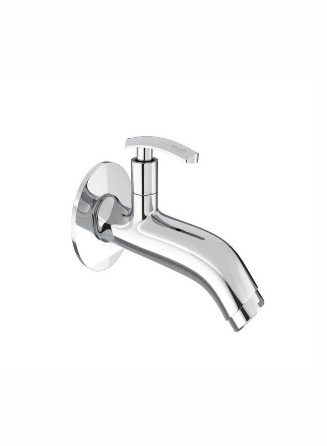 Gloxy Premium Brass Short Body Foam Flow Bib Cock with Wall Flange & Chrome Finished Riva Lever for Kitchen Sink, Wash Basins, Bathrooms, Washing Areas & Gardens - 10 Years Warranty - Image 1